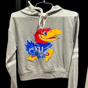 Juniors Crop Hooded Sweatshirt KU Jayhawk Officially Licensed NEW